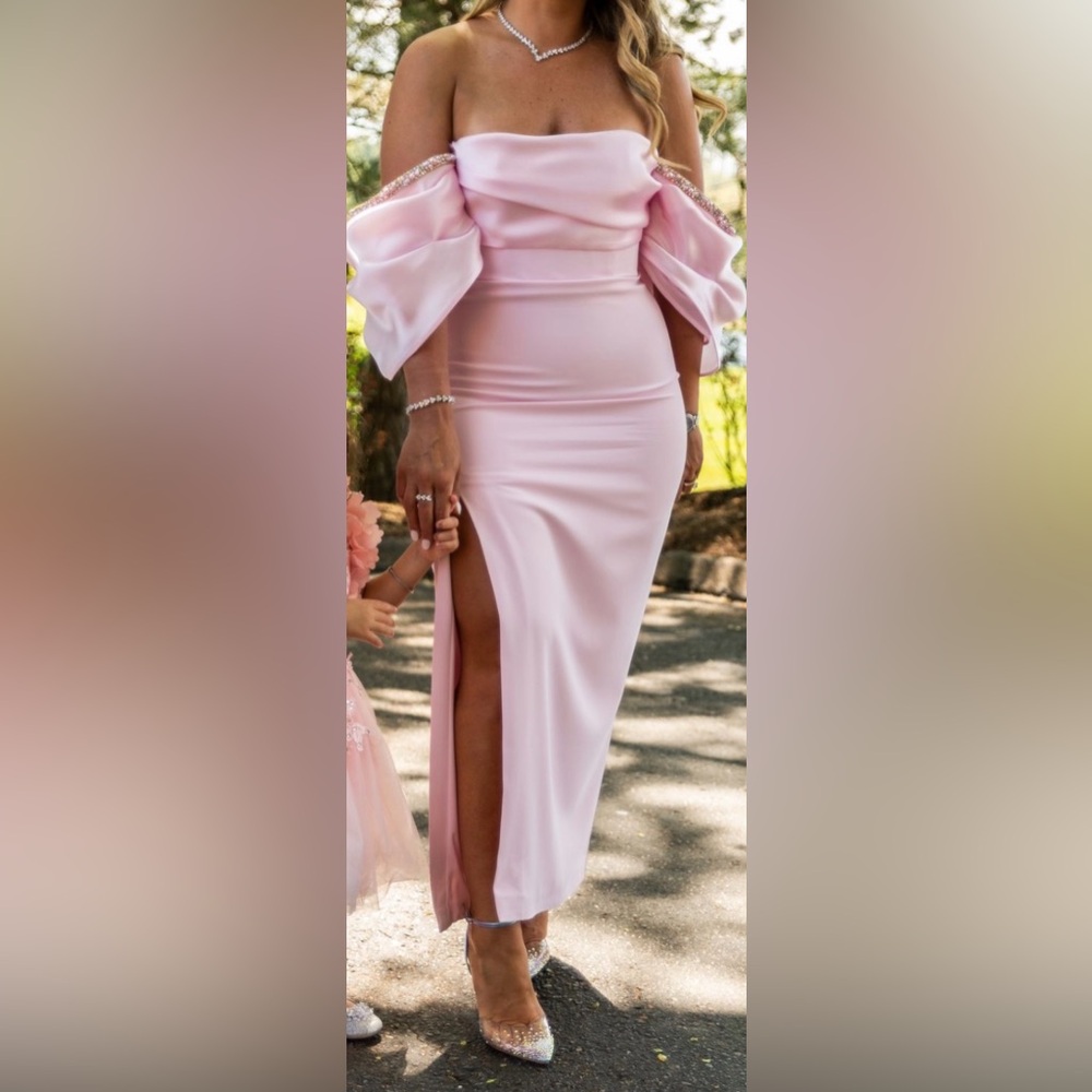 Elegant Pink Gown with Slit